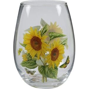 NWT Portmeirion Botanic Garden 19 oz Stemless Wine Glasses, Set of 4 New Floral